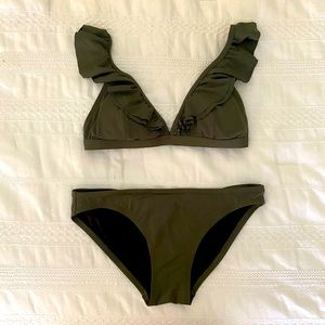 Micheal Kors Green Ruffled Bikini NWOT